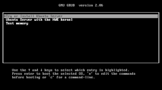Ubuntu Server boot menu