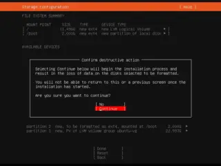 Ubuntu Server boot menu